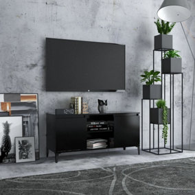 Berkfield TV Cabinet with Metal Legs Black 103.5x35x50 cm