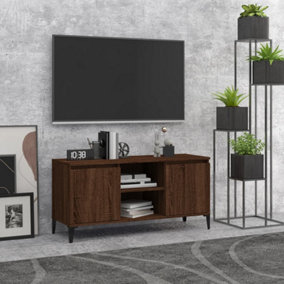 Berkfield TV Cabinet with Metal Legs Brown Oak 103.5x35x50 cm
