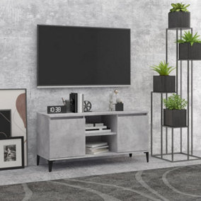 Berkfield TV Cabinet with Metal Legs Concrete Grey 103.5x35x50 cm
