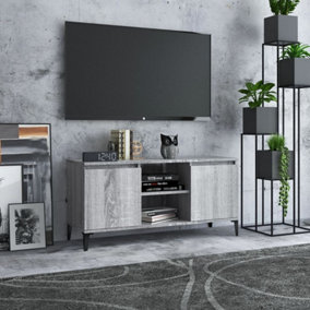 Berkfield TV Cabinet with Metal Legs Grey Sonoma 103.5x35x50 cm