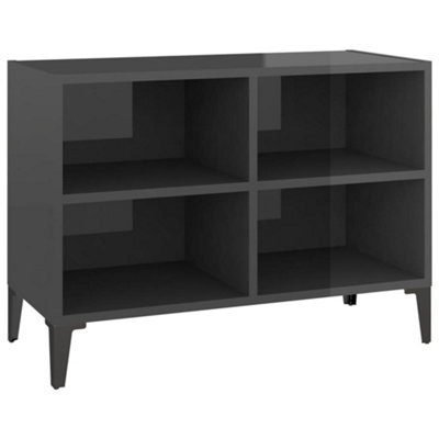 Berkfield TV Cabinet with Metal Legs High Gloss Grey 69.5x30x50 cm