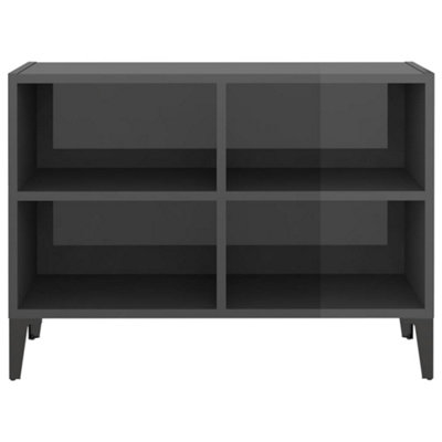 Berkfield TV Cabinet with Metal Legs High Gloss Grey 69.5x30x50 cm