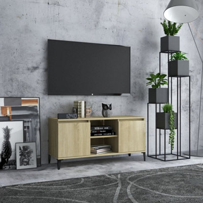 Berkfield TV Cabinet with Metal Legs Sonoma Oak 103.5x35x50 cm