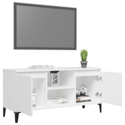 Berkfield TV Cabinet with Metal Legs White 103.5x35x50 cm