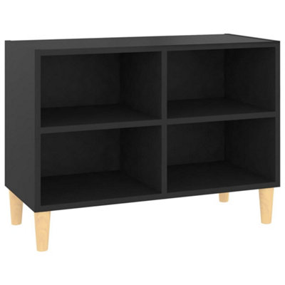 Berkfield TV Cabinet with Solid Wood Legs Black 69.5x30x50 cm