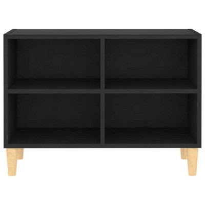 Berkfield TV Cabinet with Solid Wood Legs Black 69.5x30x50 cm