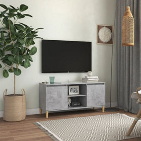 Berkfield TV Cabinet with Solid Wood Legs Concrete Grey 103.5x35x50 cm