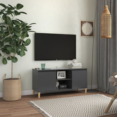 Solid wood grey 2024 tv stand