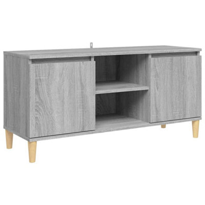Berkfield TV Cabinet with Solid Wood Legs Grey Sonoma 103.5x35x50 cm