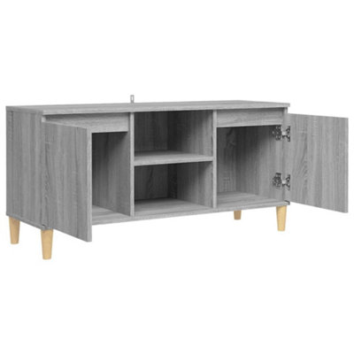 Berkfield TV Cabinet with Solid Wood Legs Grey Sonoma 103.5x35x50 cm