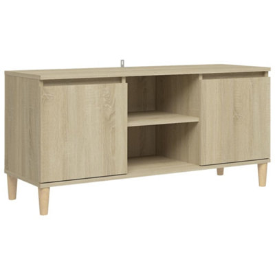 Berkfield TV Cabinet with Solid Wood Legs Sonoma Oak 103.5x35x50 cm