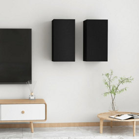 Berkfield TV Cabinets 2 pcs Black 30.5x30x60 cm Engineered Wood