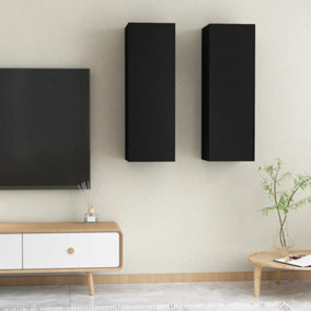 Berkfield TV Cabinets 2 pcs Black 30.5x30x90 cm Engineered Wood