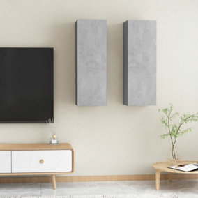 Berkfield TV Cabinets 2 pcs Concrete Grey 30.5x30x90 cm Engineered Wood