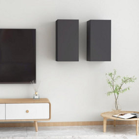Berkfield TV Cabinets 2 pcs Grey 30.5x30x60 cm Engineered Wood