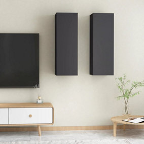 Berkfield TV Cabinets 2 pcs Grey 30.5x30x90 cm Engineered Wood