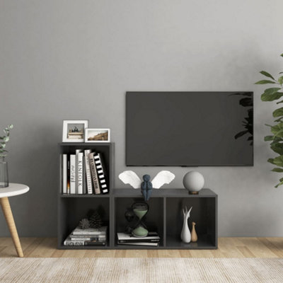 Berkfield TV Cabinets 2 pcs Grey 72x35x36.5 cm Engineered Wood