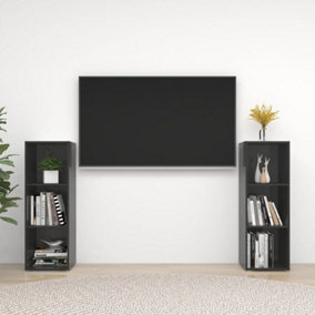 Berkfield TV Cabinets 2 pcs High Gloss Grey 107x35x37 cm Engineered Wood