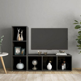 Berkfield TV Cabinets 2 pcs High Gloss Grey 107x35x37 cm Engineered Wood