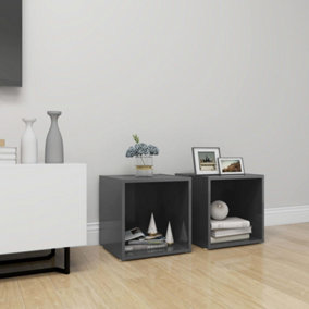 Berkfield TV Cabinets 2 pcs High Gloss Grey 37x35x37 cm Engineered Wood