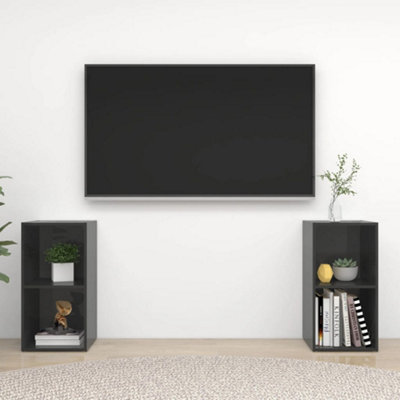 Berkfield TV Cabinets 2 pcs High Gloss Grey 72x35x36.5 cm Engineered Wood