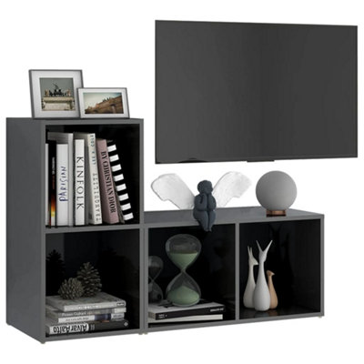 Berkfield TV Cabinets 2 pcs High Gloss Grey 72x35x36.5 cm Engineered Wood