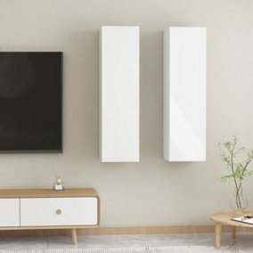 Berkfield TV Cabinets 2 pcs High Gloss White 30.5x30x110 cm Engineered Wood