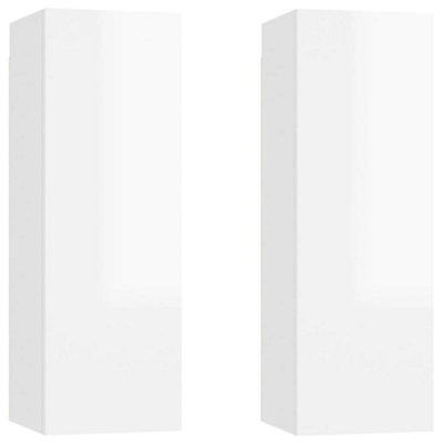 Berkfield TV Cabinets 2 pcs High Gloss White 30.5x30x90 cm Engineered Wood