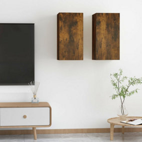 Berkfield TV Cabinets 2 pcs Smoked Oak 30.5x30x60 cm Engineered Wood