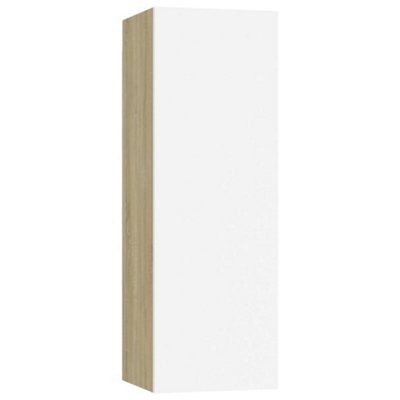 Berkfield TV Cabinets 2 pcs White and Sonoma Oak 30.5x30x90 cm Engineered Wood