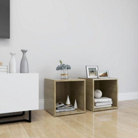 Berkfield TV Cabinets 2 pcs White and Sonoma Oak 37x35x37 cm Engineered Wood