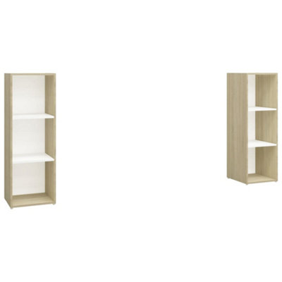 Berkfield TV Cabinets 2 pcs White & Sonoma Oak 107x35x37 cm Engineered Wood