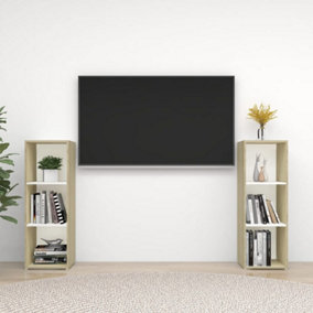 Berkfield TV Cabinets 2 pcs White & Sonoma Oak 107x35x37 cm Engineered Wood