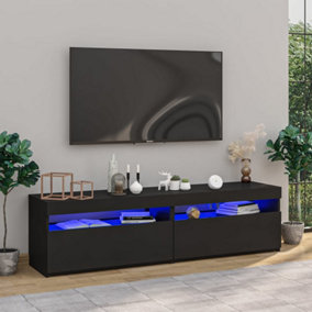 Berkfield TV Cabinets 2 pcs with LED Lights Black 75x35x40 cm