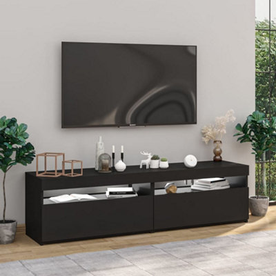 Berkfield TV Cabinets 2 pcs with LED Lights Black 75x35x40 cm
