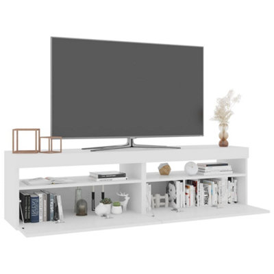 Berkfield TV Cabinets 2 pcs with LED Lights High Gloss White 75x35x40 cm