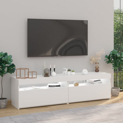 Berkfield TV Cabinets 2 pcs with LED Lights High Gloss White 75x35x40 cm