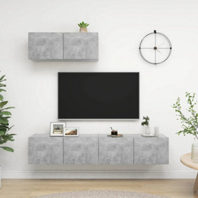 Berkfield TV Cabinets 3 pcs Concrete Grey Engineered Wood