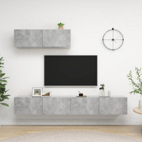 Berkfield TV Cabinets 3 pcs Concrete Grey Engineered Wood