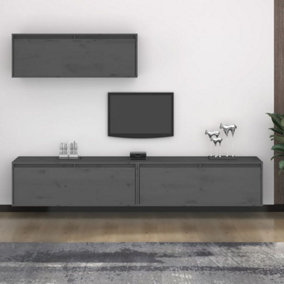 Berkfield TV Cabinets 3 pcs Grey Solid Wood Pine