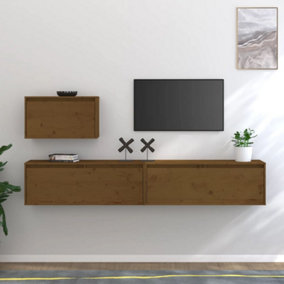 Berkfield TV Cabinets 3 pcs Honey Brown Solid Wood Pine
