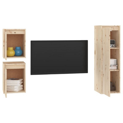 Berkfield TV Cabinets 3 pcs Solid Wood Pine