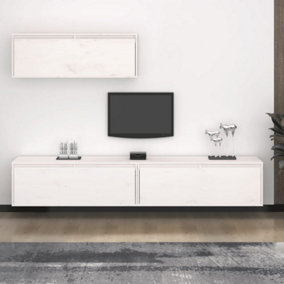 Berkfield TV Cabinets 3 pcs White Solid Wood Pine