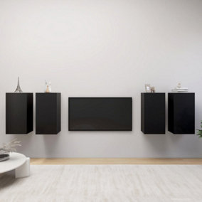Berkfield TV Cabinets 4 pcs Black 30.5x30x60 cm Engineered Wood