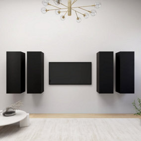 Berkfield TV Cabinets 4 pcs Black 30.5x30x90 cm Engineered Wood
