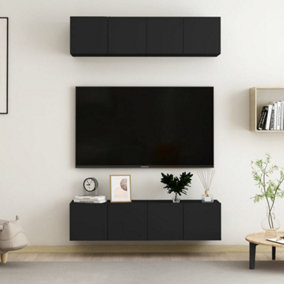 Berkfield TV Cabinets 4 pcs Black 60x30x30 cm Engineered Wood