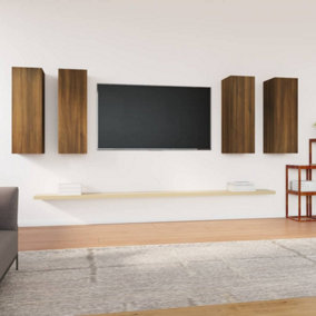 Berkfield TV Cabinets 4 pcs Brown Oak 30.5x30x90 cm Engineered Wood