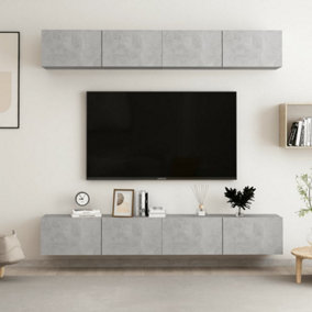 Berkfield TV Cabinets 4 pcs Concrete Grey 100x30x30 cm Engineered Wood