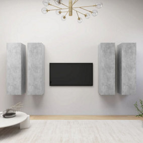 Berkfield TV Cabinets 4 pcs Concrete Grey 30.5x30x110 cm Engineered Wood