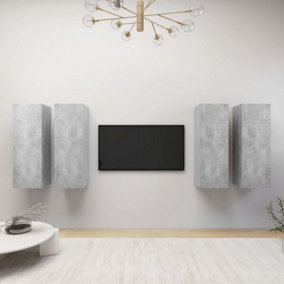 Berkfield TV Cabinets 4 pcs Concrete Grey 30.5x30x90 cm Engineered Wood
